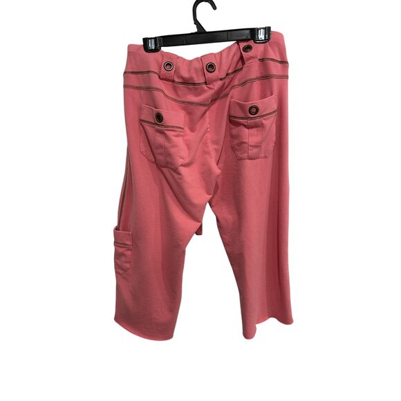 City Lights Cropped Lounge Pants Pink Sz XL Pull On Cargo Drawstring Comfort - Picture 2 of 11